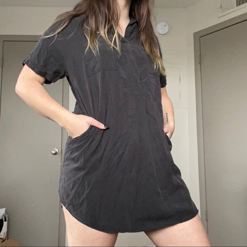 grey collared shirt dress with pocket size medium